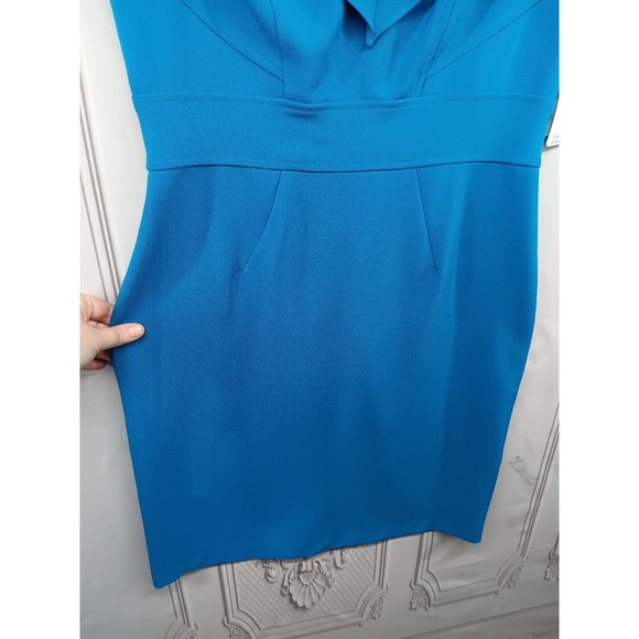 NWT Sandra Darren Dress Women's Size 10 Sheath Stretch Ruffle Neckline Blueberry - Picture 10 of 16
